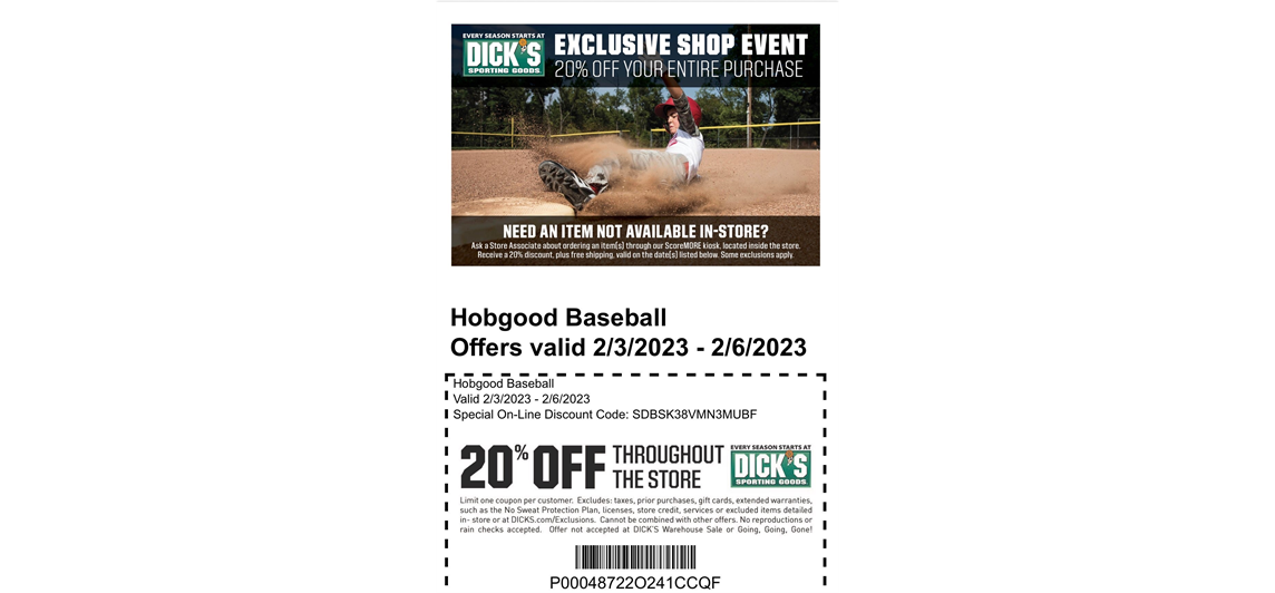 Dick's Sporting Goods 20% Off